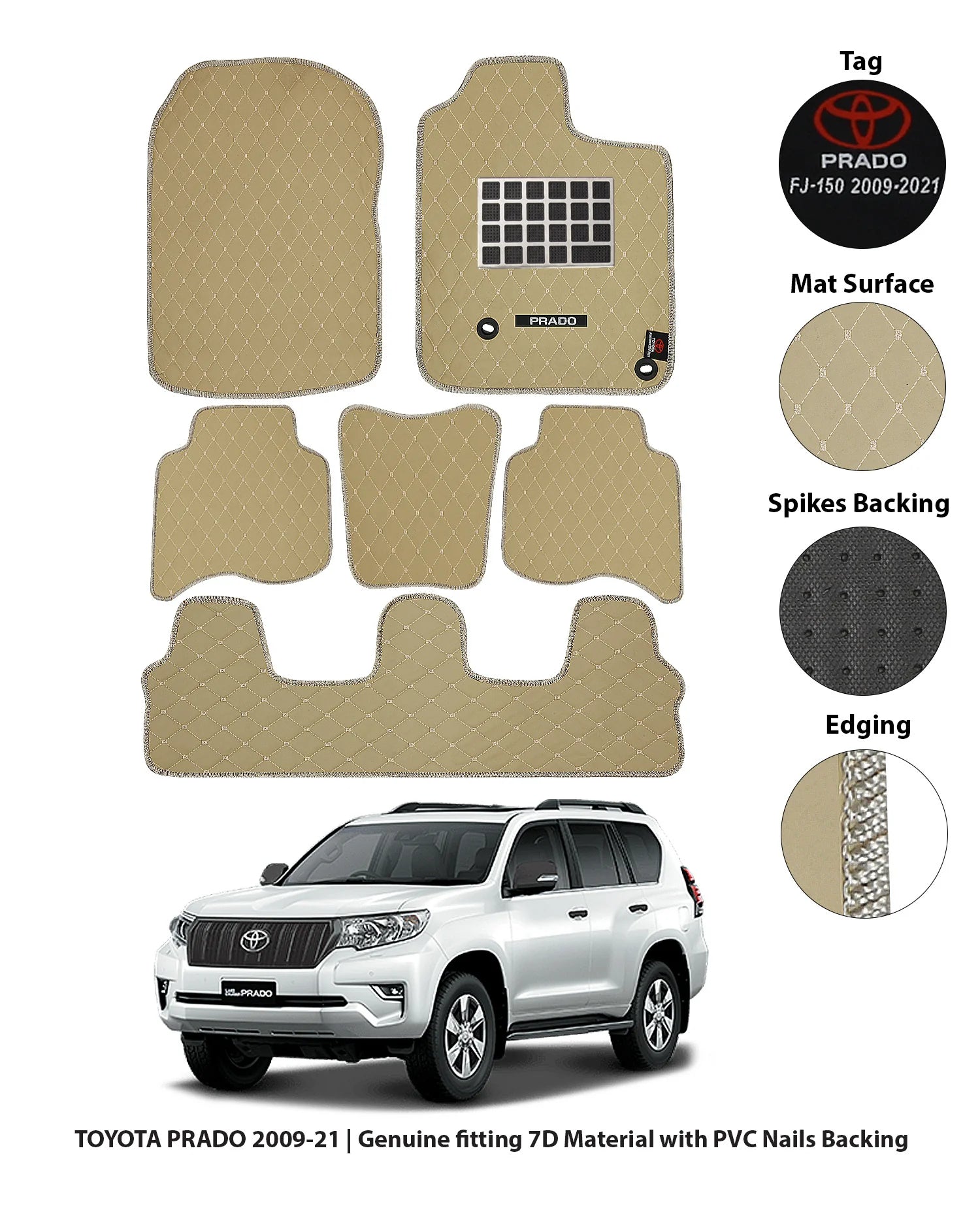 TOYOTA PRADO 2009-2021 7D LUXURY CAR FLOOR MAT / Carpet