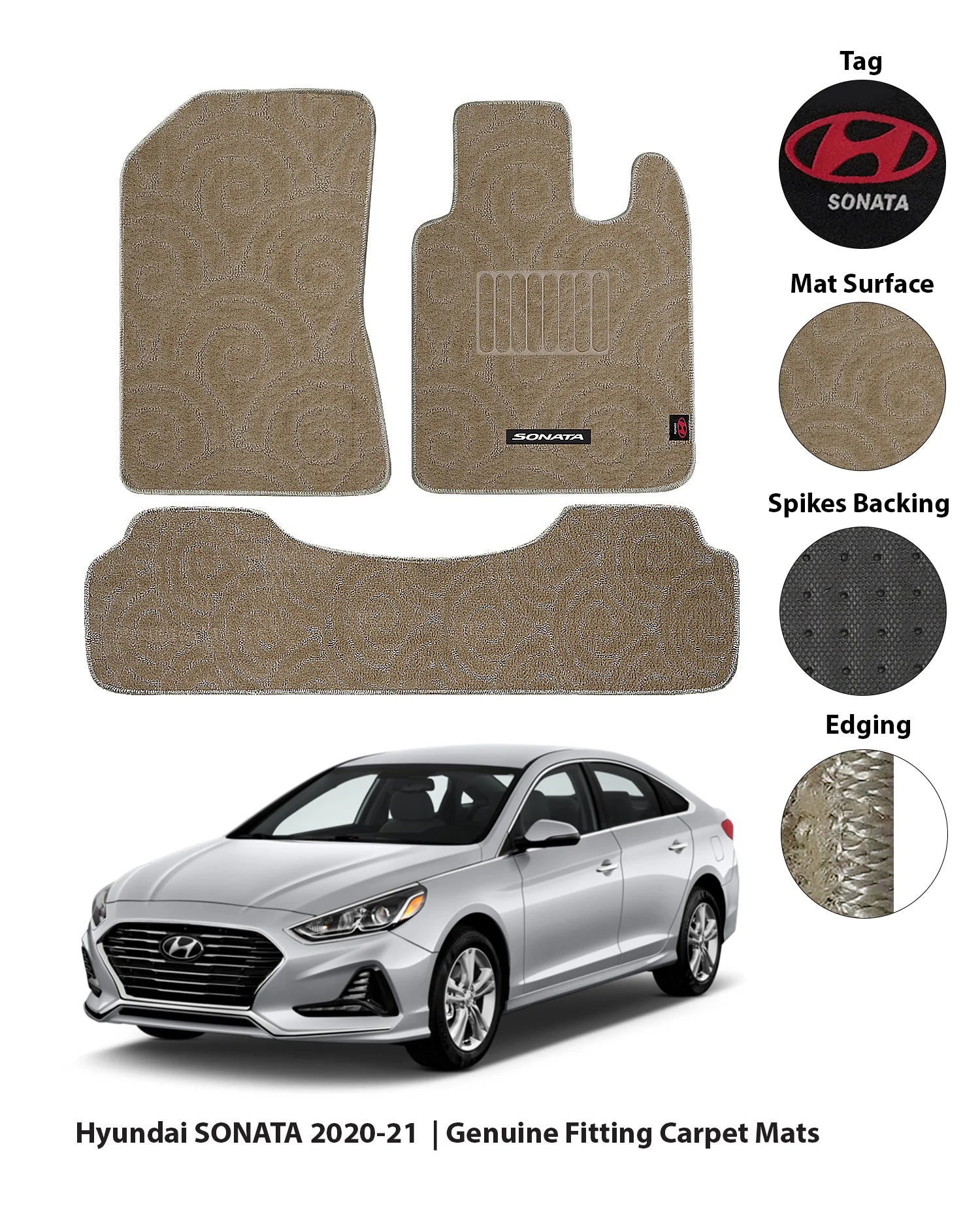 HYUNDAI SONATA 2021-PRESENT PREMIUM CARPET CAR FLOOR MAT