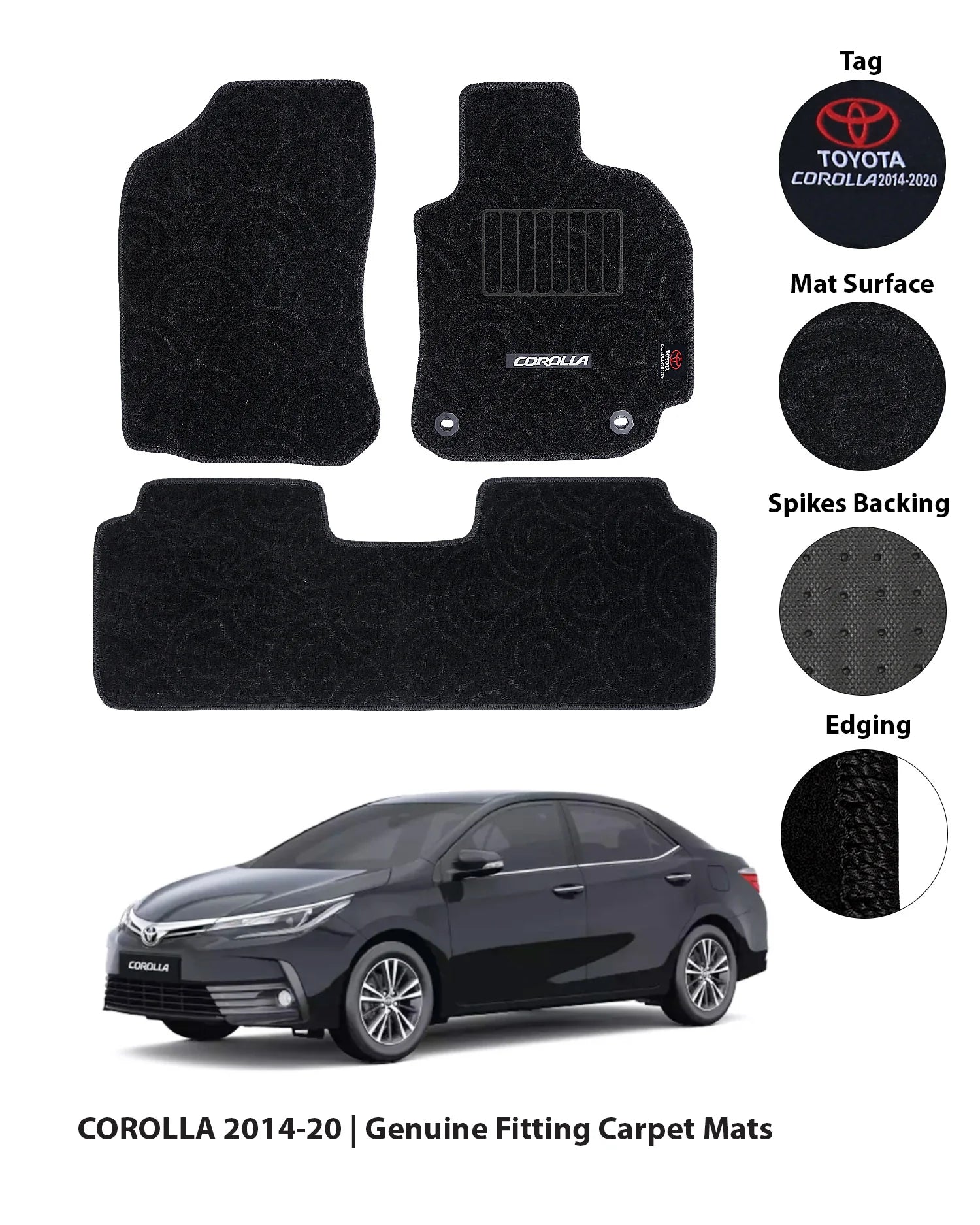 TOYOTA COROLLA 2014-PRESENT PREMIUM CARPET CAR FLOOR MAT