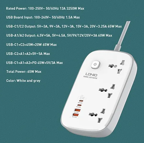 LDNIO 65A-3250W Smart Guard Power Strip