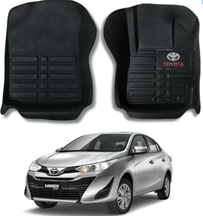 Toyota Yaris 5D With Logo Custom Floor Mat 3 Pcs Black