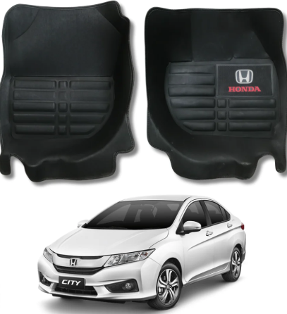 Honda City 5D With Plastic Pad Custom Floor Mat-2021-2025- 3 Pcs Black